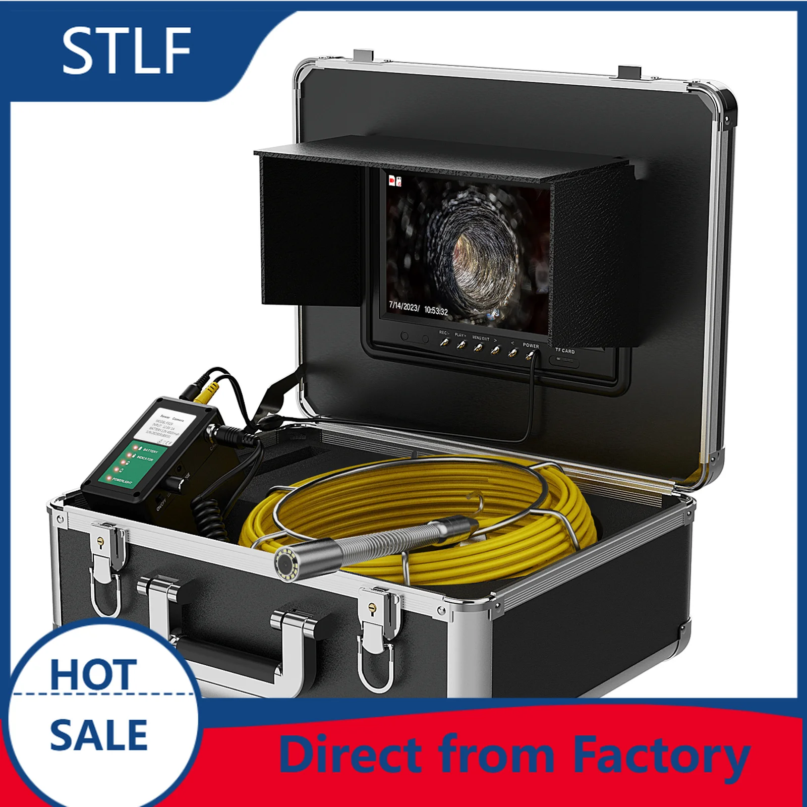 

9" IPS Sewer Auto Self Leveling 512Hz Transmitter 30M Cable Drain Pipeline Endoscope Cam
