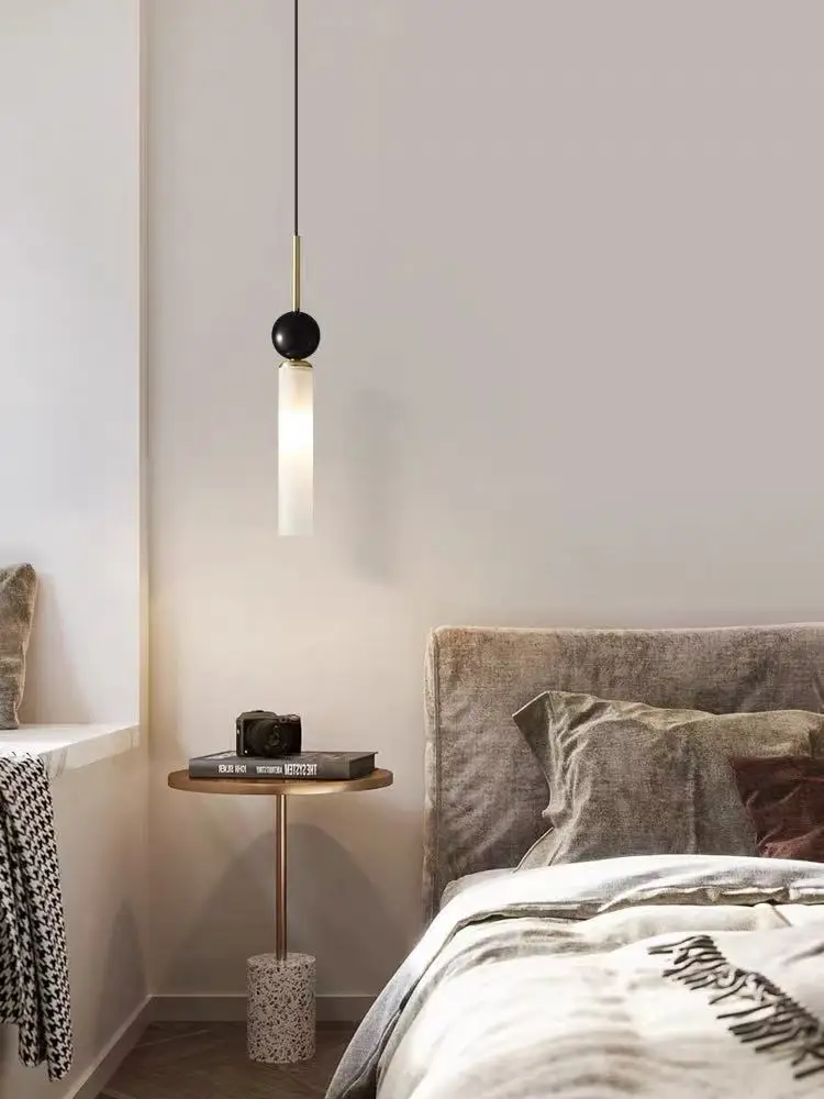 

Ltalian Minimalist Marble All Coppers column LED Pendant Lights Art Creative Lamps for Living Room Home Decoration Chandeliers