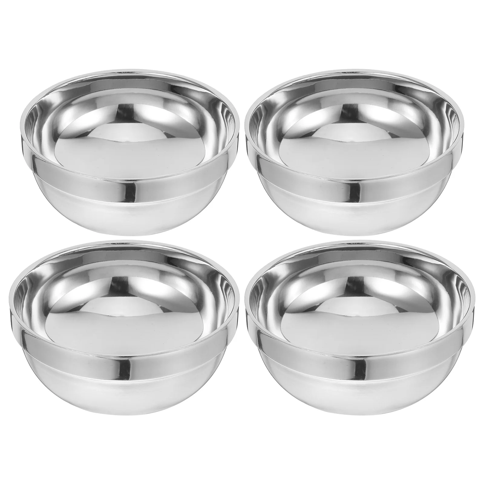 

4pcs Stainless Steel Bowls Anti-Scalding Design Insulated Soup Rice Child Safe Metal Kitchen Dining Home Use