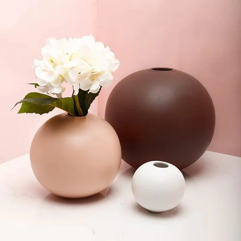 Morandi Ball Vase Mini Ceramic Home Tabletop Decoration Vase Flower Pot Room Decor Vases Jarrones Deco горшок для цветов