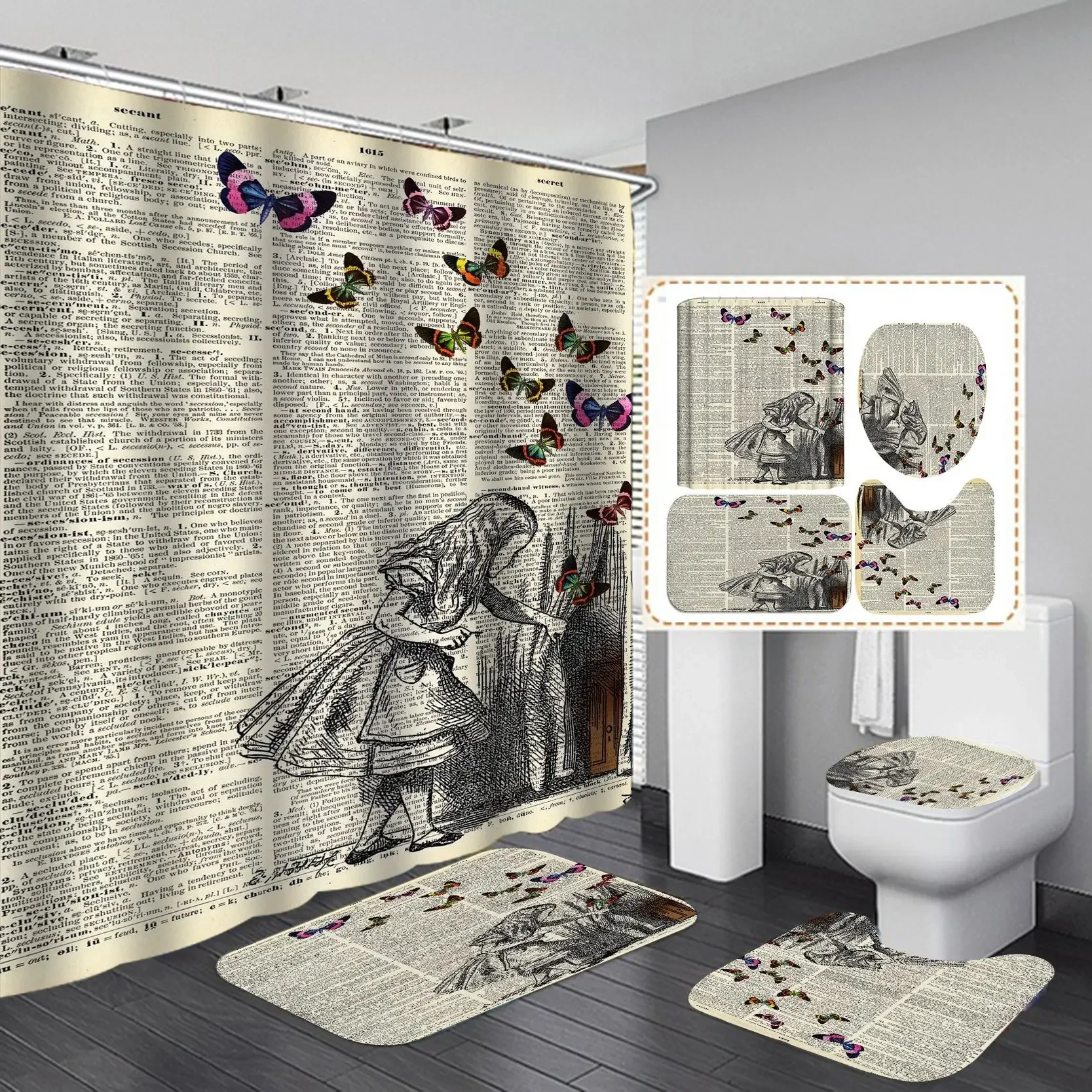 Customize Bathroom Sets with Shower Curtain and Rugs Add Your Photo Text Logo Included Waterproof Fabric Bath Curtain and 3 Mat