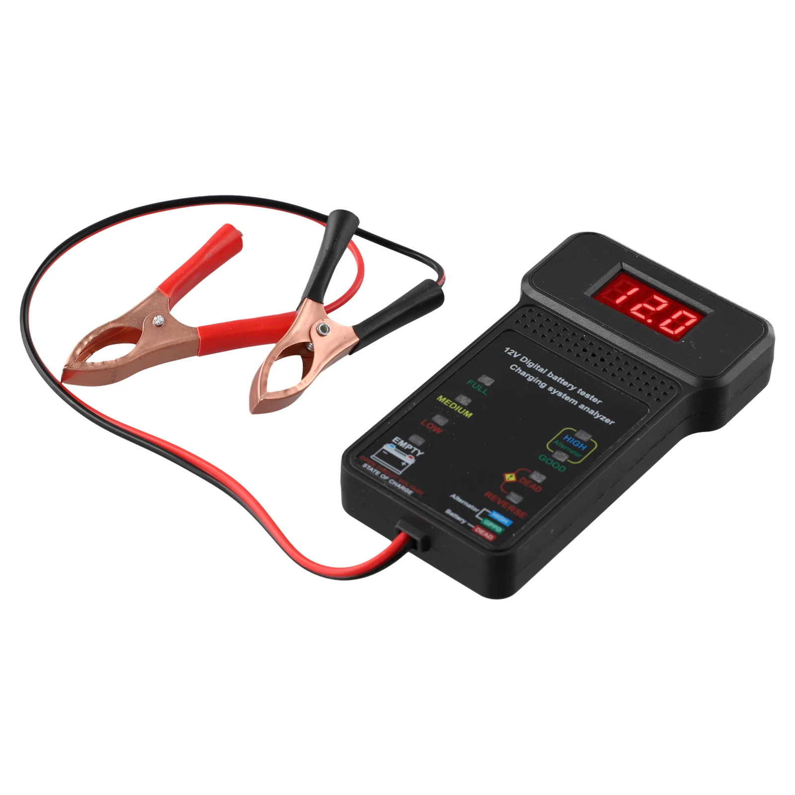 

Car Battery Detector Battery Tester 12V 1PC 31cm ABS Brass Plated Clips LED Display For Testing Battery Voltage