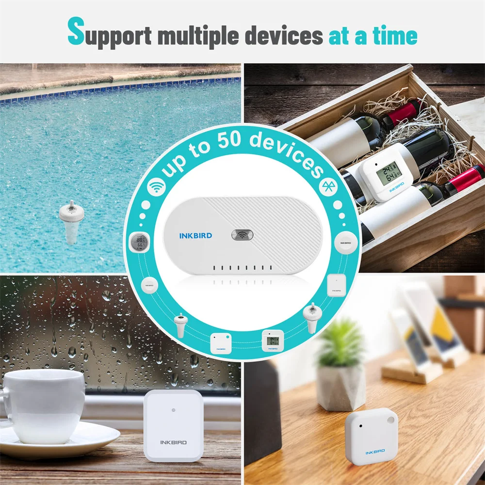 Imagem -06 - Inkbird Wi-fi Gateway Ibs-m1 Portadores Múltiplos Hub Inteligente Controle Remoto Bluetooth & Dispositivos sem Fio com Inkbird Pro App