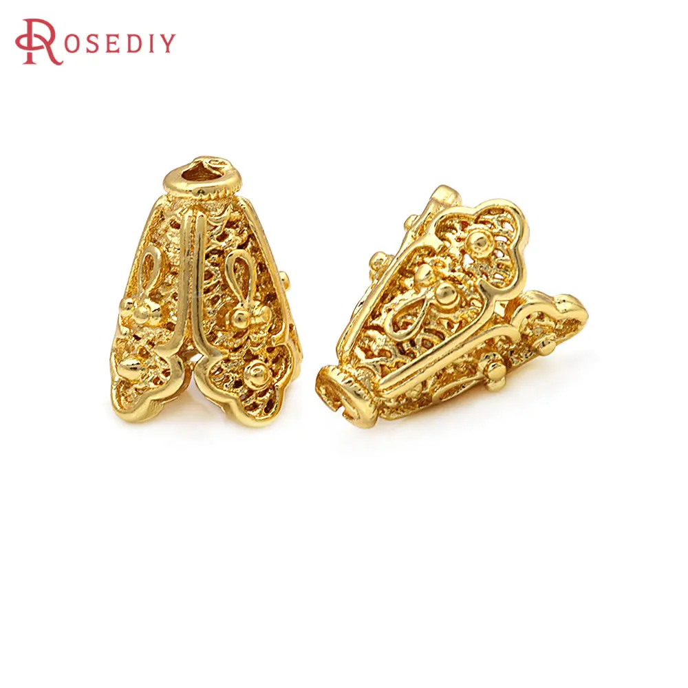10PCS 18K Gold Farbe Messing Lautsprecher Form Perlen Kappen Hohe Qualität Diy Schmuck Machen Halskette Ohrringe Zubehör für frauen