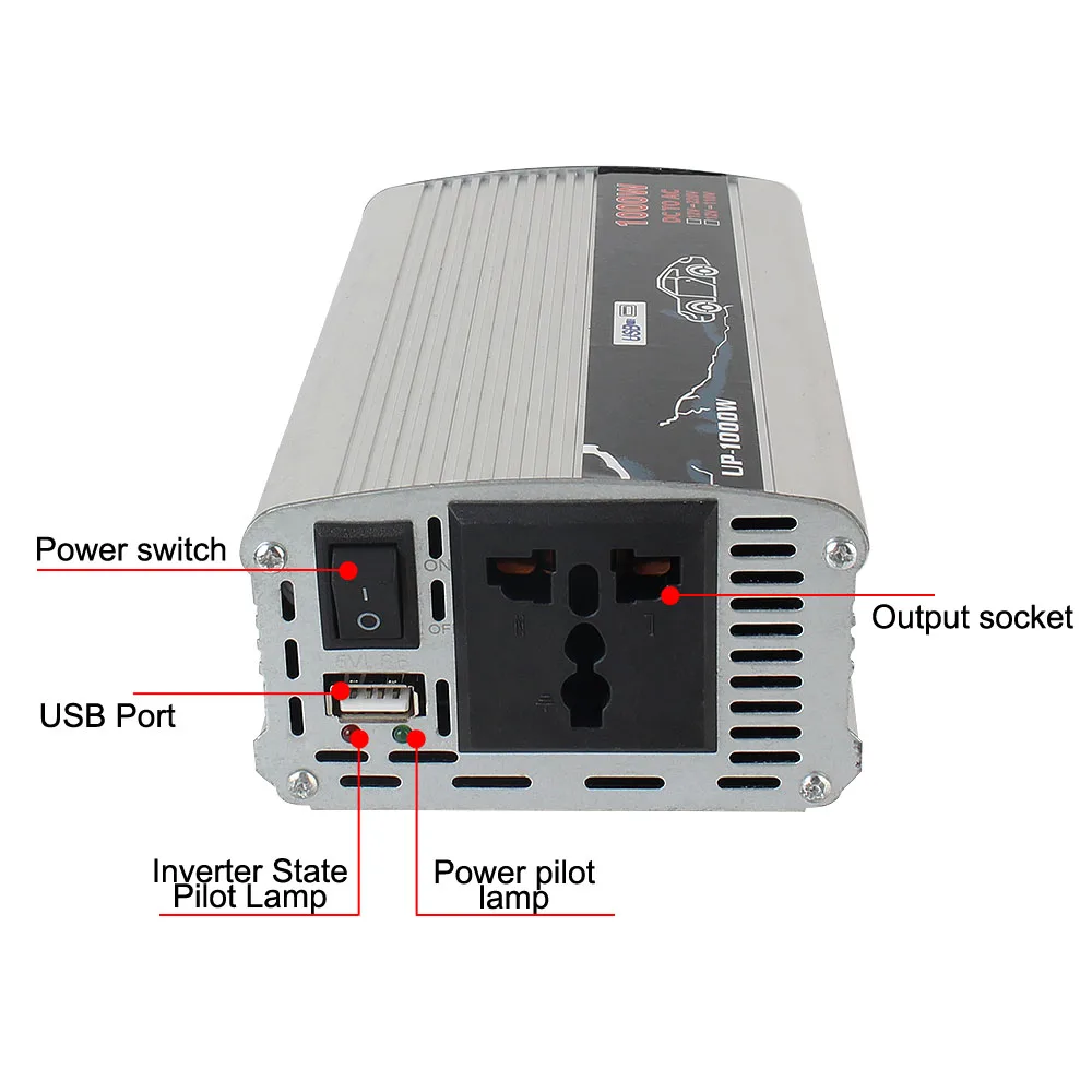 1000W 12V to 110V 220V for Car Home Laptop Truck Pure Sine Wave Power Inverter Electronic Voltage Transformer