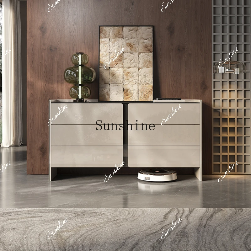 طلاء مرآة فاخر خفيف وحديث، خزانة بستة صدر، شقة صغيرة، غرفة المعيشة، جانب الطعام، تخزين متعدد الوظائف FT #2