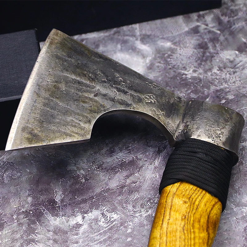 Hand forged high carbon steel axe for outdoor woodworking chop wood and mountain axe for camping and tree cutting for farm use
