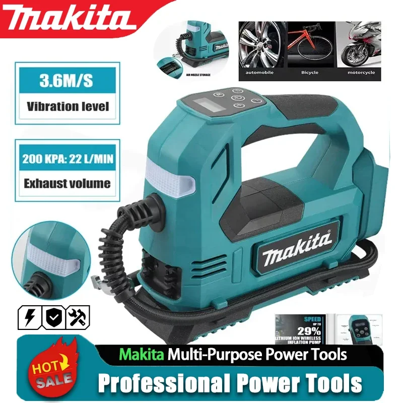 

Портативный беспроводной компрессор Makita 18В для накачки шин автомобиля, велосипеда, мячей