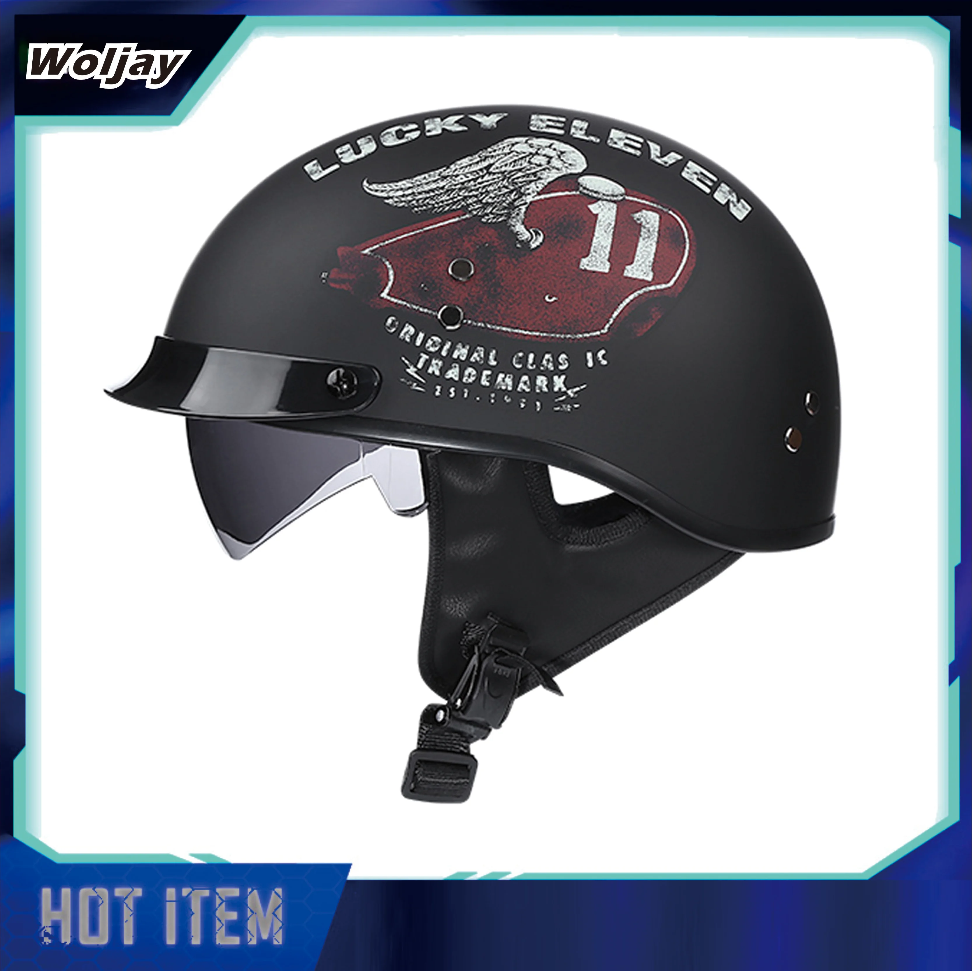 

Мотоциклетный винтажный полуструйный шлем Ретро Скутер открытое лицо шлемы козырек мотошлем шлем со встроенными линзами