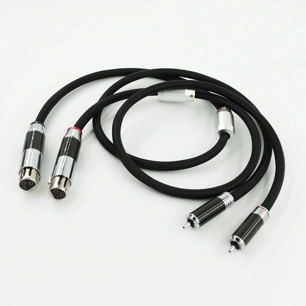 one pair 4N sterling silver XLR male female to RCA audio cable power amplifier to CD player microphone adapter cable