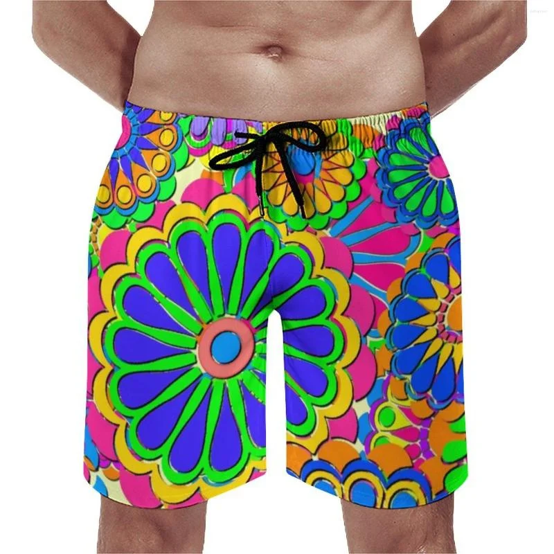 Calções de praia masculinos e infantis exóticos com estampa floral 3D, moda streetwear, calção de banho vintage, moda Harajuku, verão, novidade