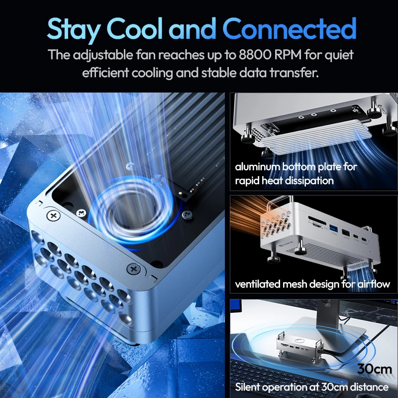 Ulanzi QT03 Docking Station USB-C Type-C SD FT4.0 4K HDMI 60HZ HD Vertical Hub 8TB USB4 40Gbps for Mac mini Windows PC Phone