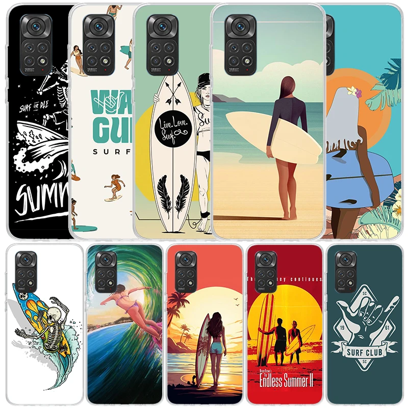 Surf Board Aesthetic Phone Case For Xiaomi Redmi Note 13 12S 12 11S 11 11T 11E Pro Plus 10S 10 9S 9 8T 8 7 + Soft TPU Back Cover