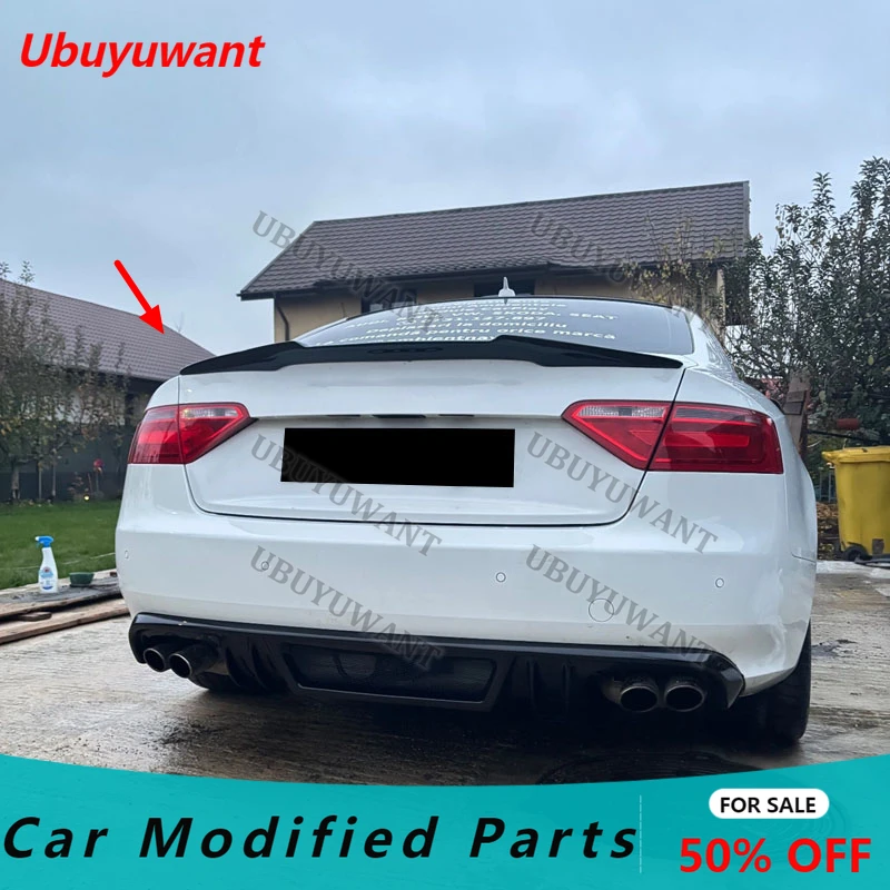 FOR Audi A5 4 Doors 2009-2016 M4 Auto High Quality Carbon Fiber Rear Lip Spoiler Trunk Boot Wing 1Pcs Car Styling Not For S5 RS5