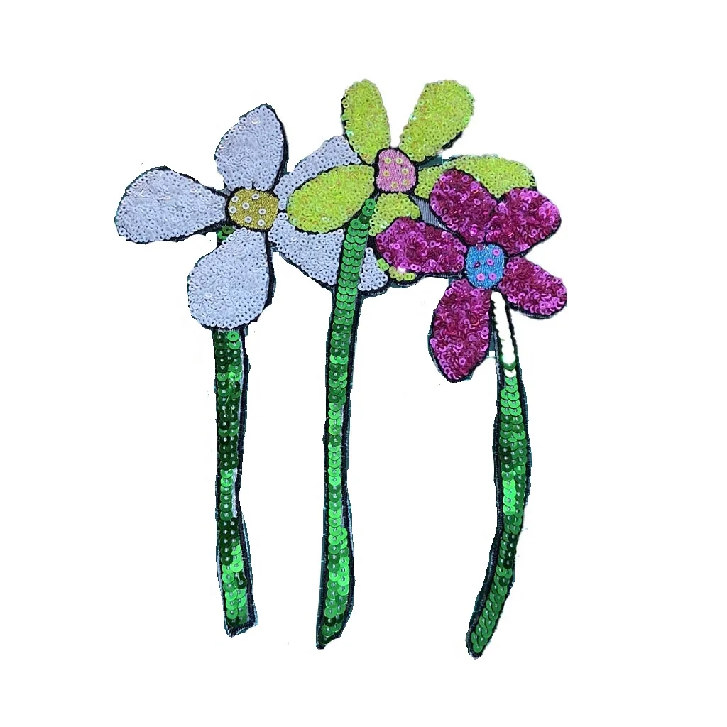 

Sequined COLORFUL FLOWERS BADGE Embroidery Patch Clothing Accessories Cloth Sticker Non-glue Clothing Cheongsam Embroidery