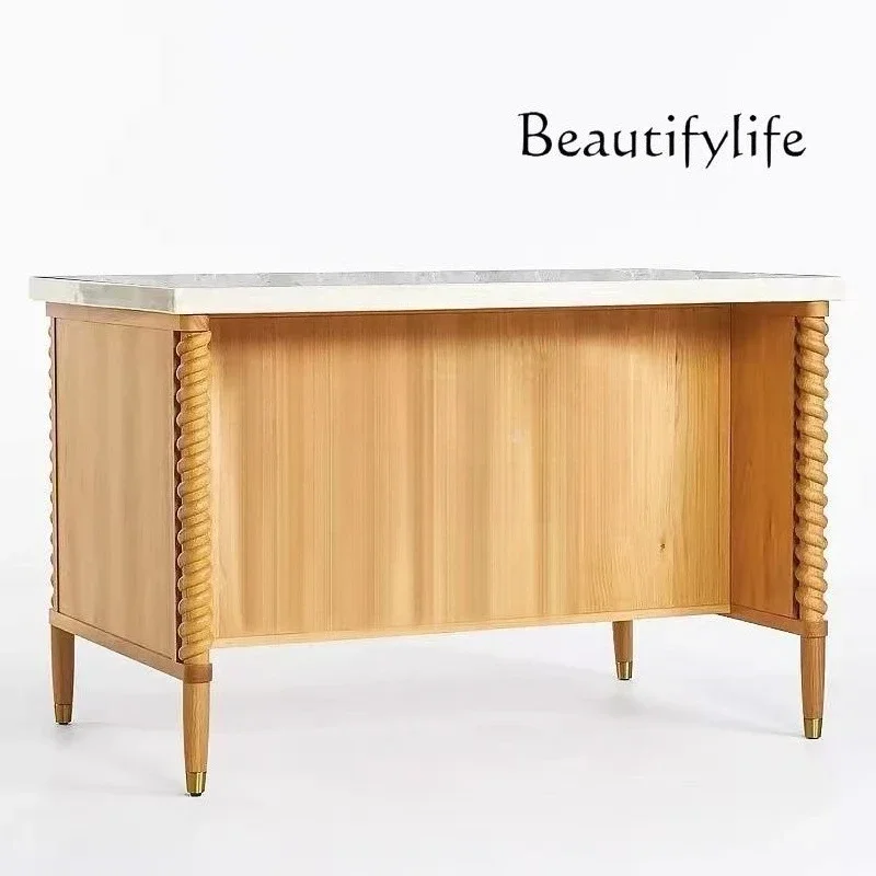 Q French retro solid wood dining side cabinet American country living room wall decorative locker medieval bucket cabinet