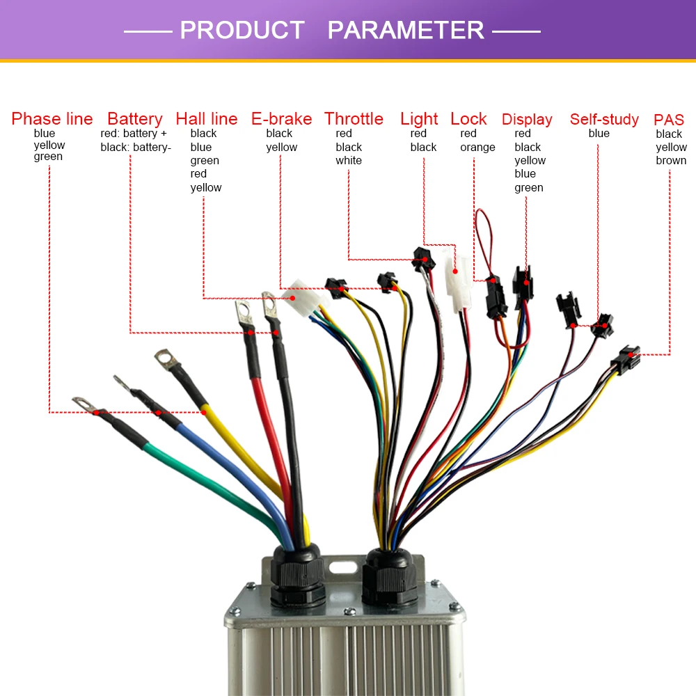 JN 60A Sinewave Controller Dual Mode Controller Sensor/Sensorless 48V-72V For 1000W 1500W 2000W 3000W Hub Motor