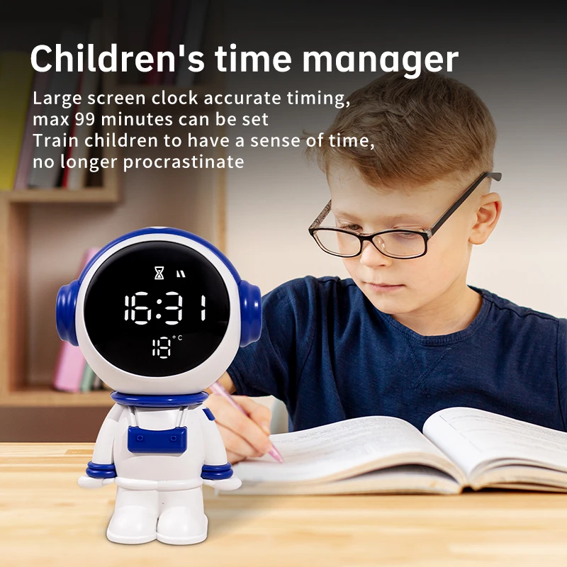 Astronaut Electronic Display Clock Creative Boy's Room Decoration Child's Wake-Up Alarm Clock Student Desk Ornament