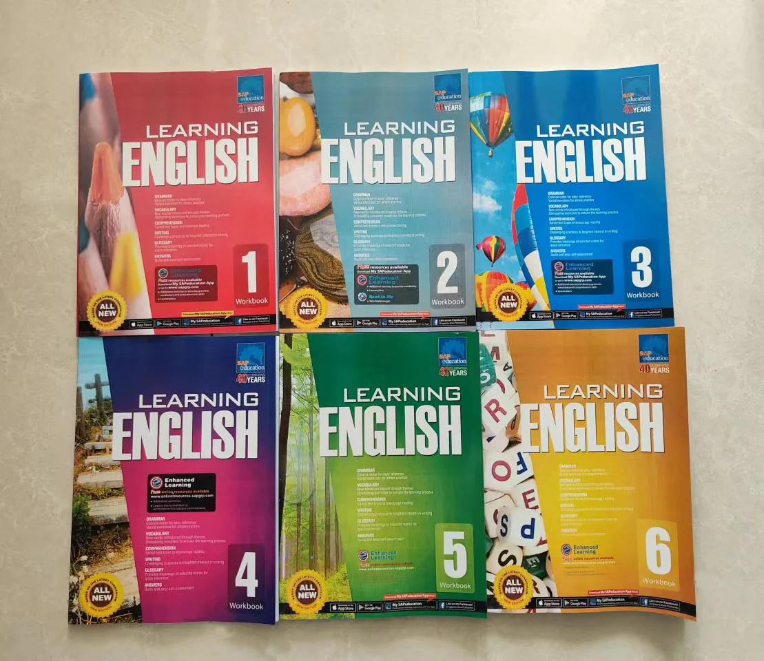 كتاب تعلم اللغة الإنجليزية للأطفال ، كتاب مدرسة سنغافورة الابتدائية ، 6 كتب لكل مجموعة ، الصف الأول-السادس