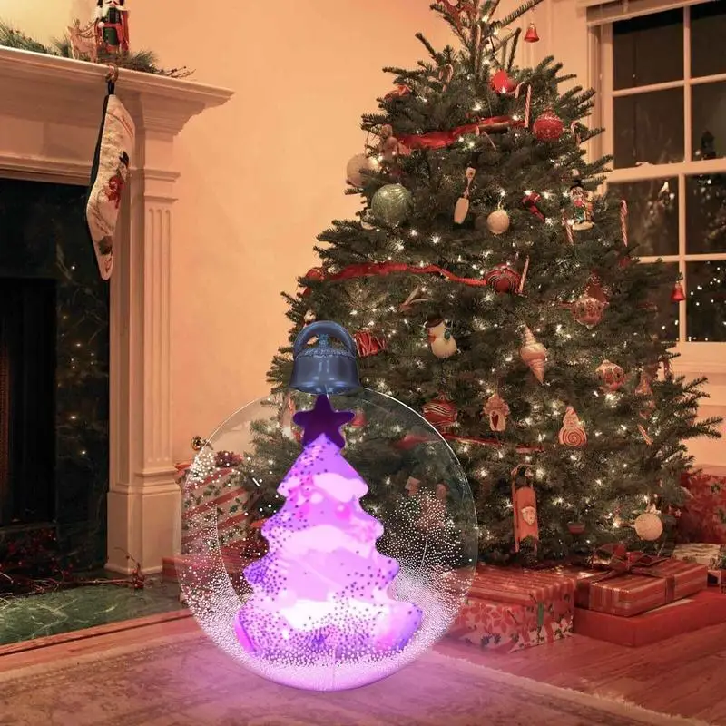 PVC Inflatable Christmas Balls Light Up PVC Oversized Inflatable Ball Large Festive Gift Ball For Holiday Yard Lawn Porch Decor