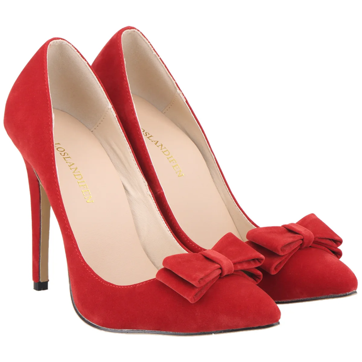 Women's high heels Shallow Office Shoes big bow New Arrival Concise Solid Flock Pointed Toe Women Pumps Fashion