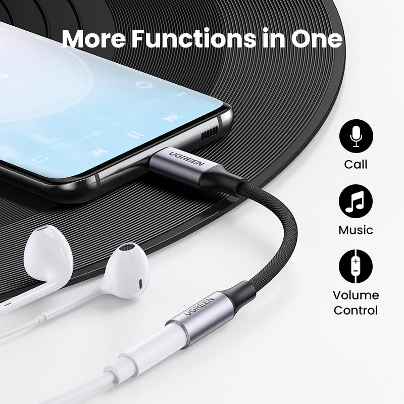 UGREEN-Adaptador de auriculares USB tipo C a 3,5mm, para Samsung Galaxy, para coche, Macbook, DAC, Chip, Cable auxiliar USB C a Jack 3,5