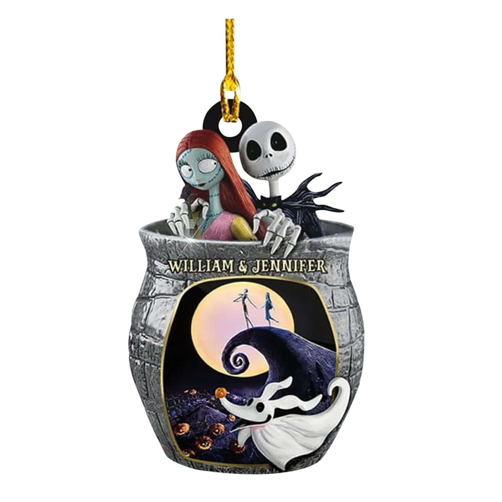 Disney The Nightmare Before Christmas Cartoon Characters Toy Jack Sally Christmas Tree Acrylic Pendant Decoration Ornament Gift