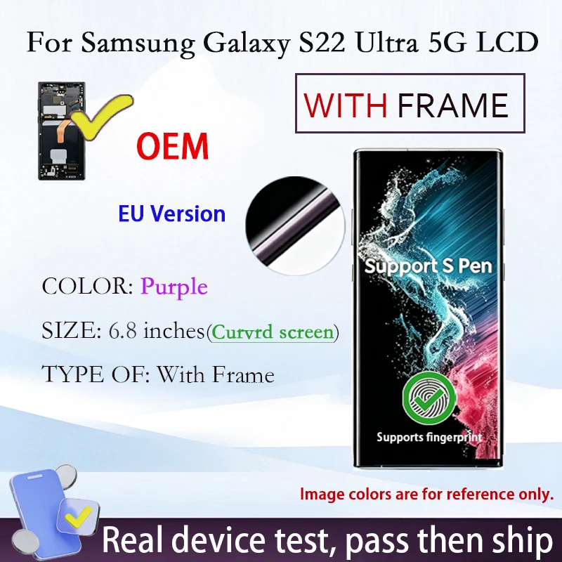 S22U Voor Samsung Galaxy S22 Ultra 5G AMOLED LCD Display Touchscreen Digitizer Assemblage Vervanging Reparatie Onderdelen Nieuwe Levering
