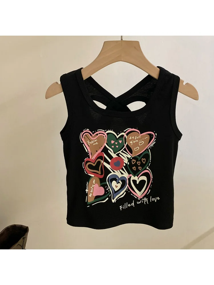 Dziewczyna Cute Cartoon suital 2024summer New Design Sense Backless Love kamizelka modna kokardka Casual spodnie