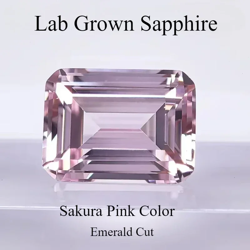 

L-Lab выращенный сапфир изумрудной огранки Сакура розовый цвет VVS1 подвески из драгоценных камней DIY материалы для изготовления ювелирных изделий на выбор сертификат AGL