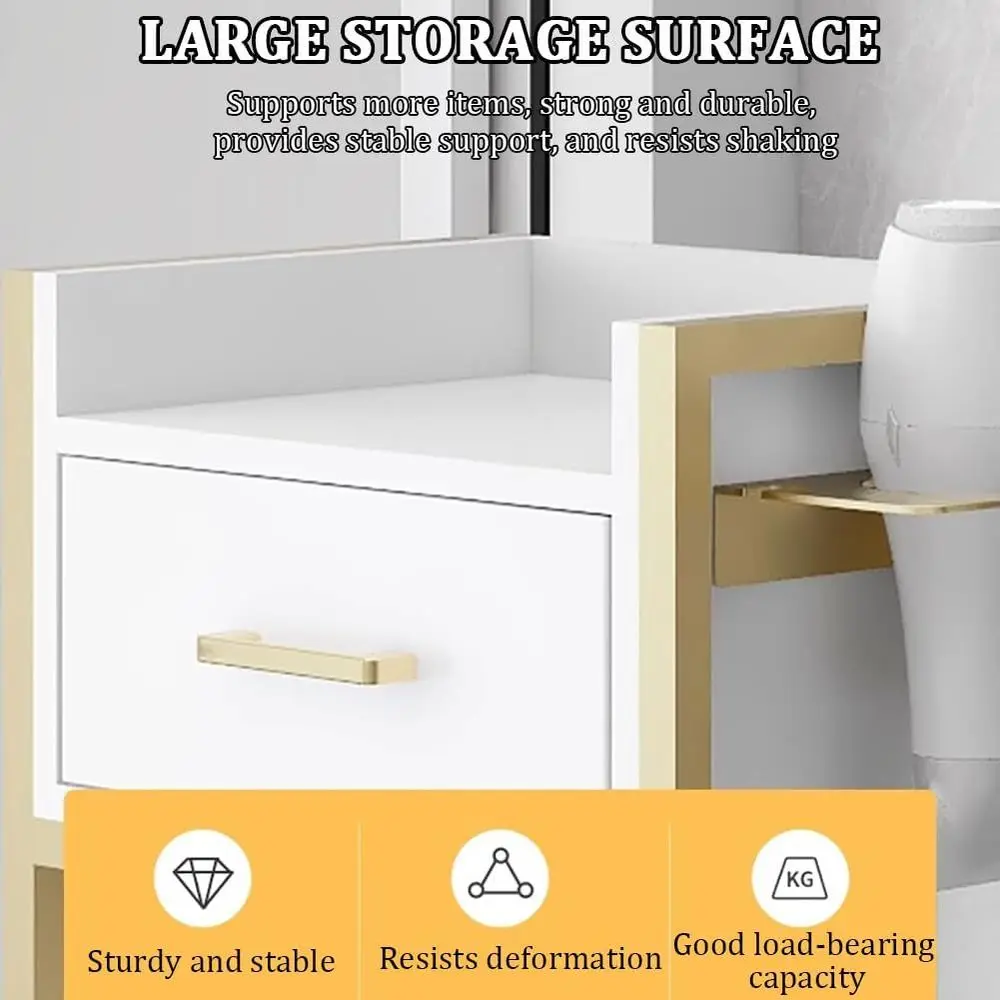 Troli Salon Rambut Profesional dengan Penyimpanan, Laci, dan Tempat Pengering Rambut