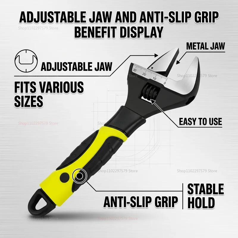Adjustable Wrench Stainless Steel Universal Spanner Bathroom Wrench Household Large Open High Quality Plumbing Repair Tool