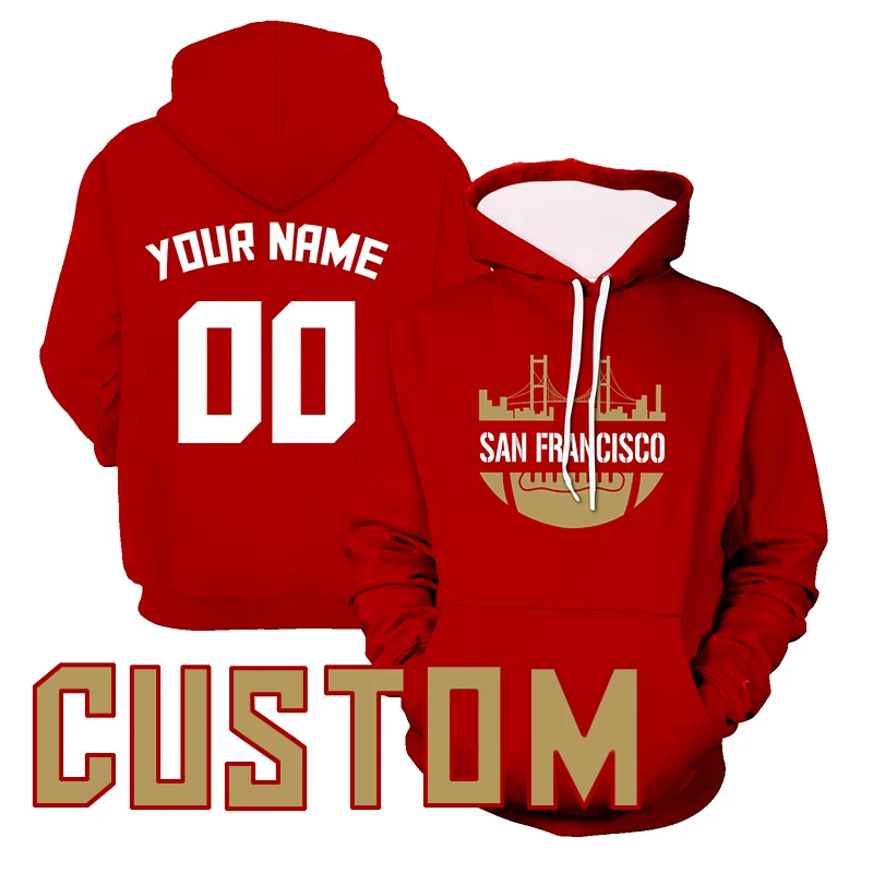 Custom Red Hoodies American Football Fans Men/Women/Girl/Boy/Youth Rugby Sweatshirts Plus Size Sportwear Hip Hop Sweater