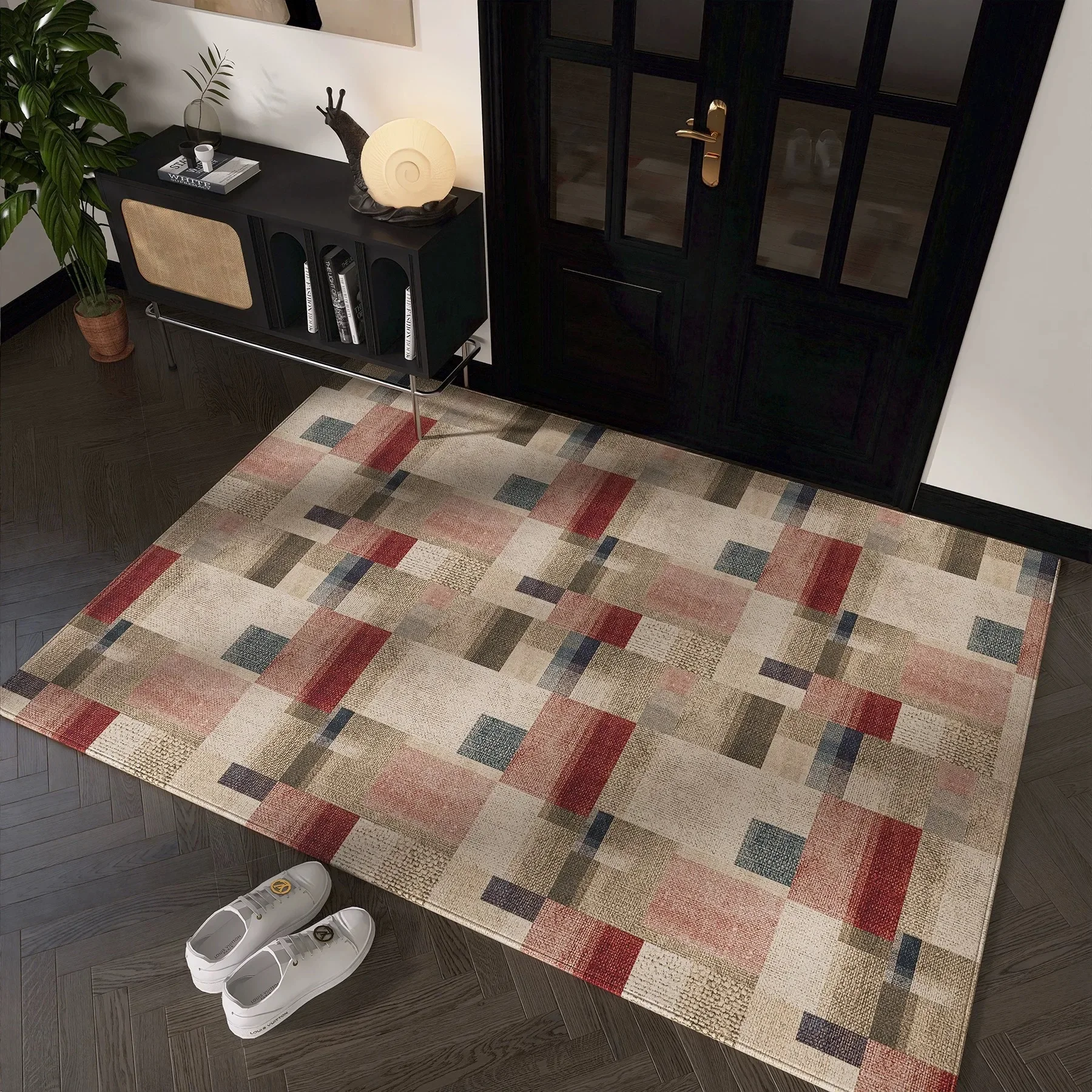 Modern Geometric Pattern Mat for Contemporary Home Indoor Entryway Living Room Transition Non-Slip Durable Easy-Clean Decor Mat