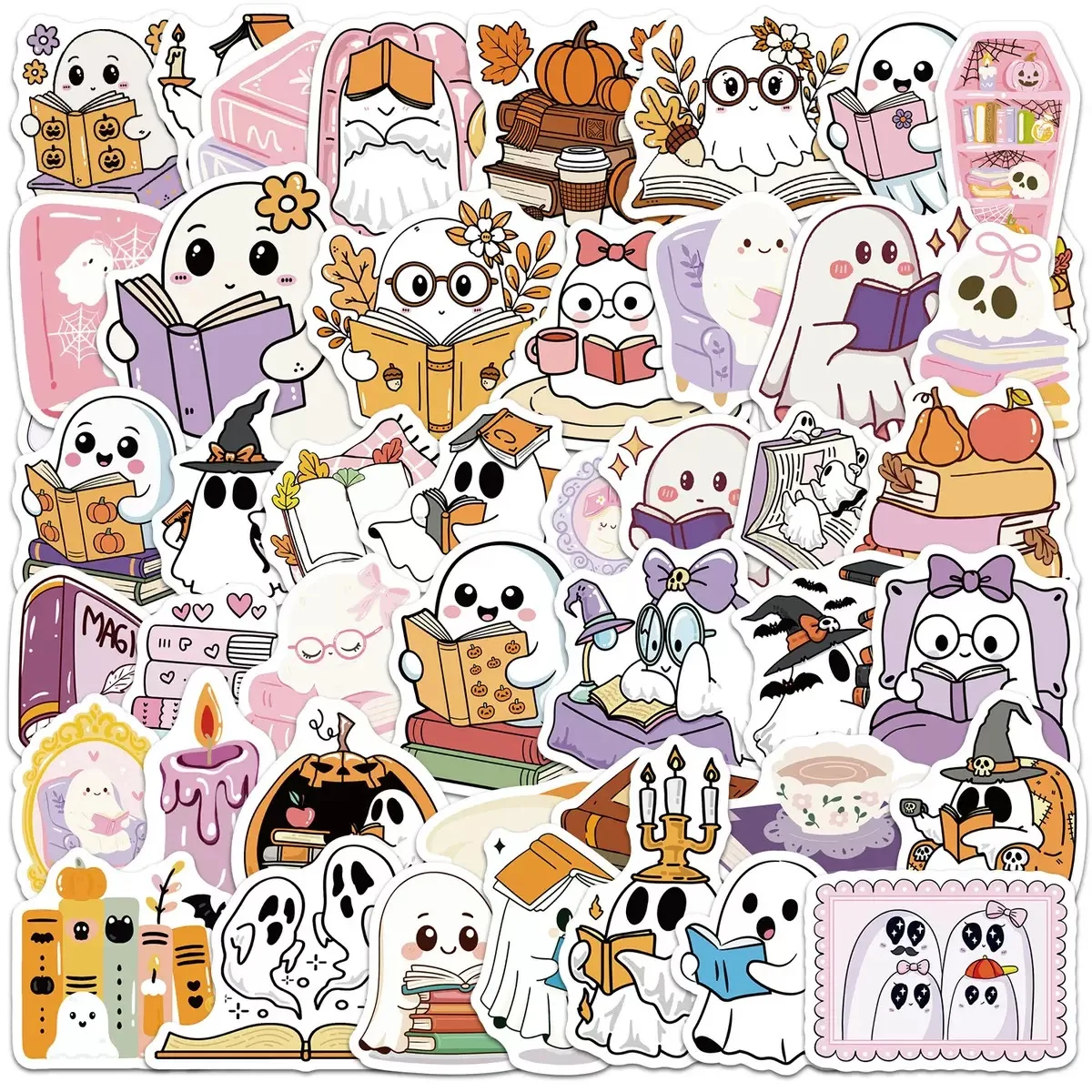 50PCS  Halloween Stickers Cute Cartoon Pumpkin Luggage Phone Graffiti Laptop Wall Scrapbook Motorcycle DIY Gifts