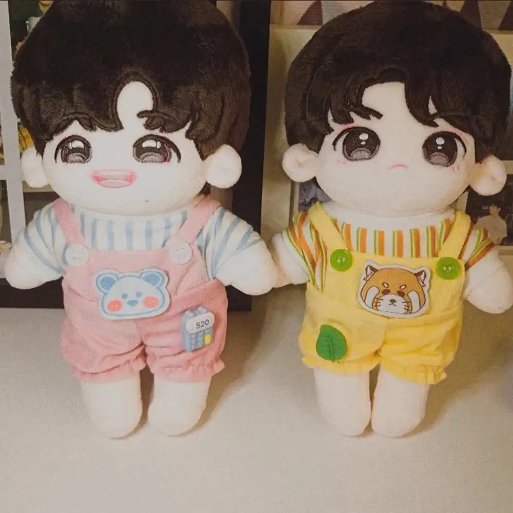 20cm Doll Clothes T-shirt Pants Mini Clothes Overalls Suit For Cotton Stuffed Dolls Toys Accessories Idol Doll Outfit T-shirt