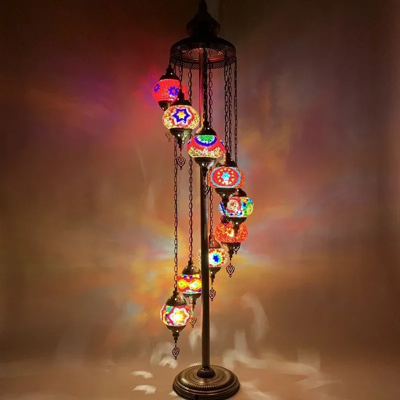 Mediterranean Popular Retro Lamp Living Room Bedroom Romantic Exotic Ethnic Style T Rkiye Glass Atmosphere Floor Lamp