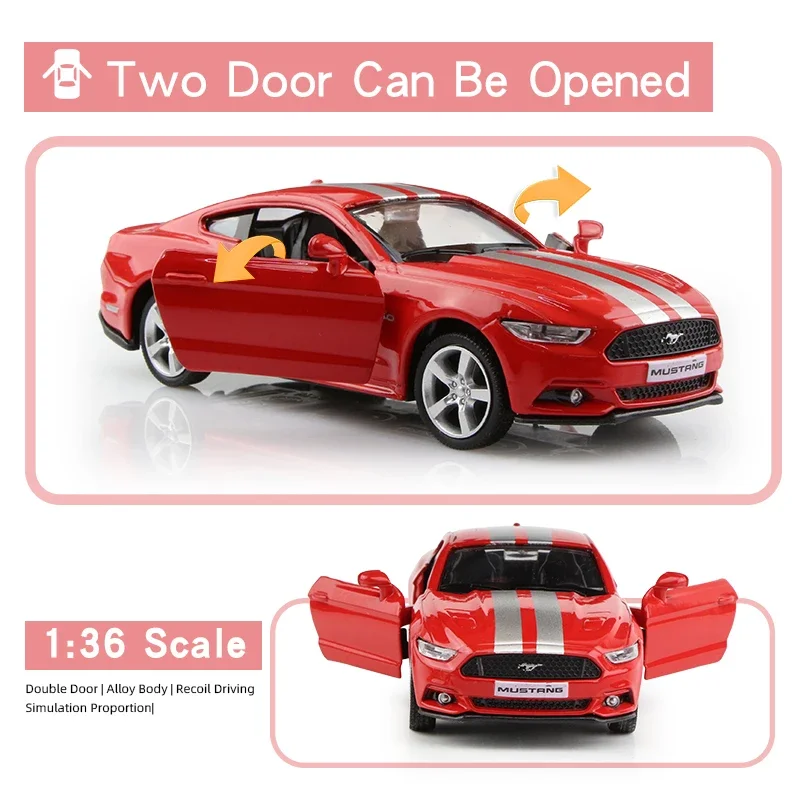 1:36  2015 Ford Mustang GT Alloy Car Model Pull Back Cars Children collect gifts