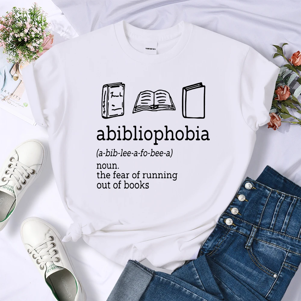 Abibliophobia Retro Y2K Womens T Shirts Soft O-Neck T-Shirt Casual Personality Crop Top Breathable Fashion Street Tshirt Clothes