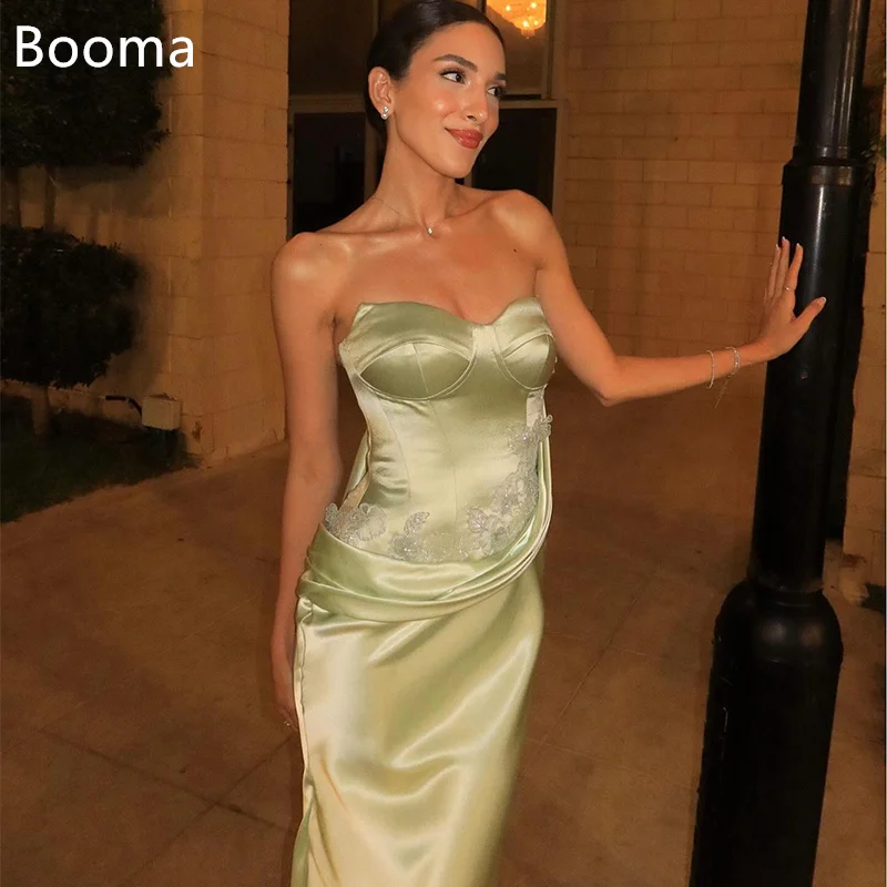 

Booma Mermaid Long Simple Sleeveless Flowers Satin Evening Dresses Formal Dresses for Women Prom Gowns Custom Made 2025