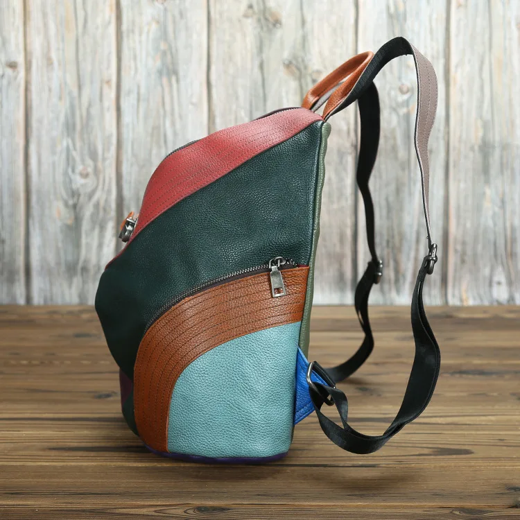 Vintage Hand-Rubbed Leather Backpack for Women, Artisan Crafted Top-Grain Cowhide Rucksack, Chic Retro Daypack