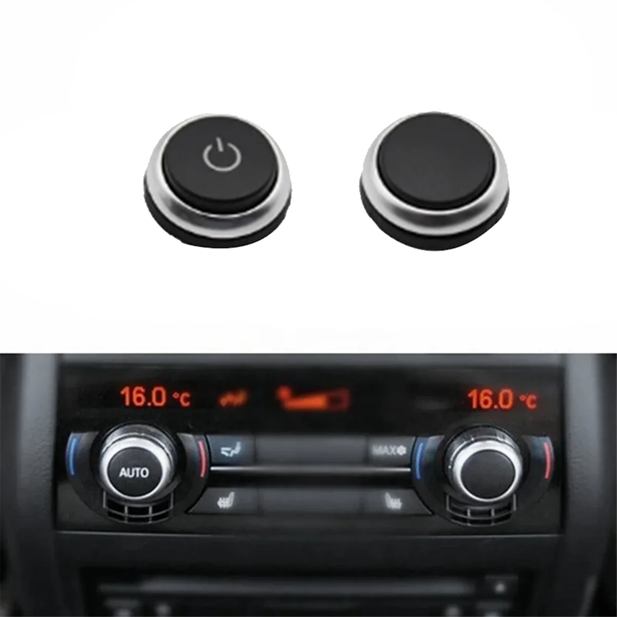 2Pcs Car Air Conditioner Adjustment Knob A/C Switch Button 61319393931 for BMW 5 7 Series X5 X6 F10 F07 F02 F15 F16