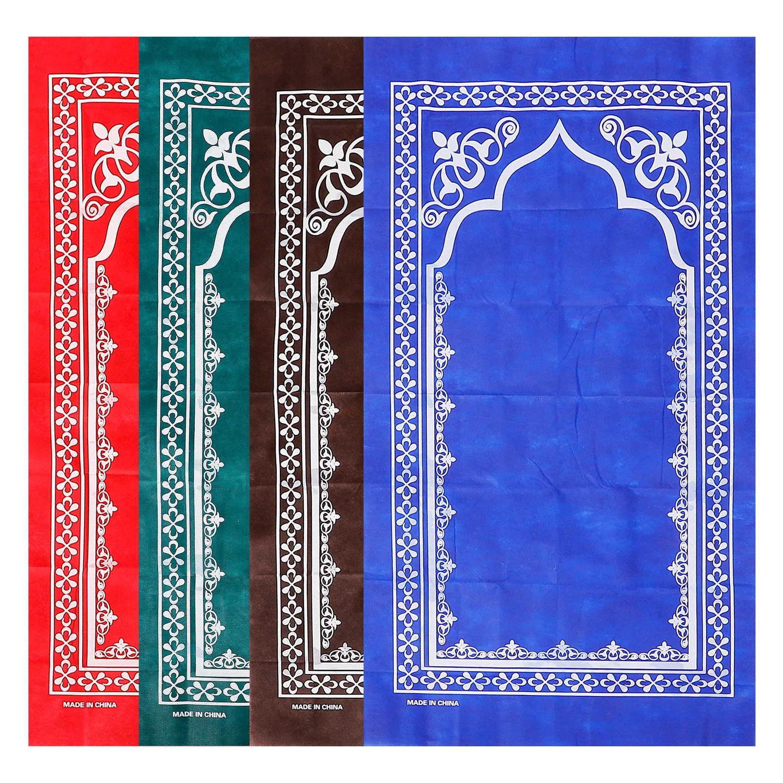 

4pcs Portable Prayer Rug Muslim Carpet Non Skid Foldable Praying Pad Travel Mat Lightweight Eid Gift Purple Green