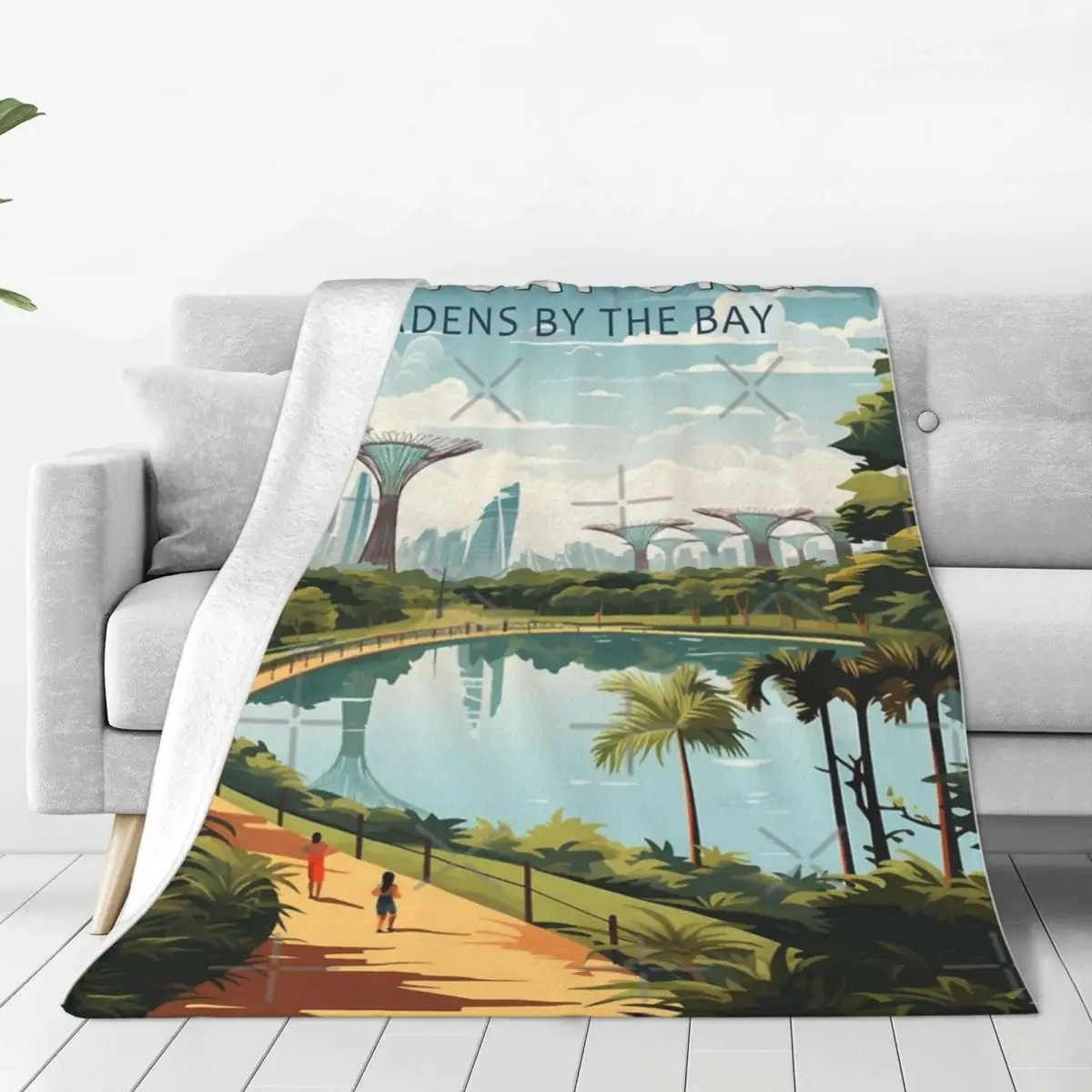 Singapore Gardens By The Bay Travel Art Vintage Blanket Bedspread On The Bed Throw Sofa Cover Queen Size