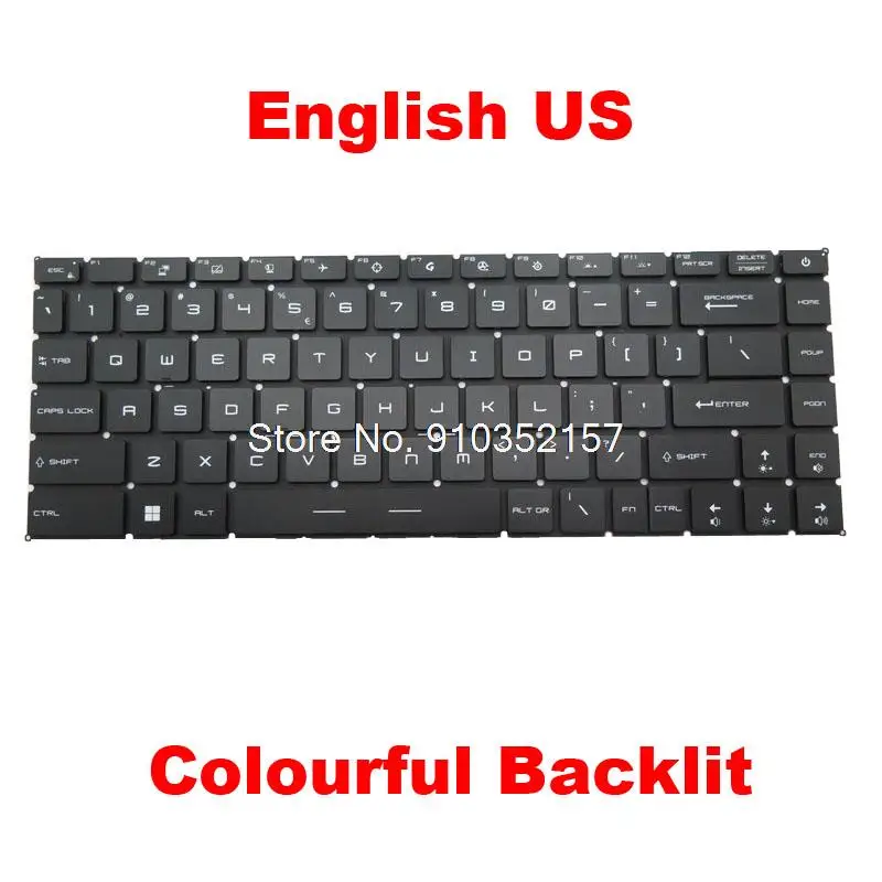 

Laptop RGB Backlit Keyboard For MSI GS66 GP66 GE66 WS66 NSK-FFABN 01 9Z.NJ2BN.A1D AE09U010 United States US Colourful Backlit