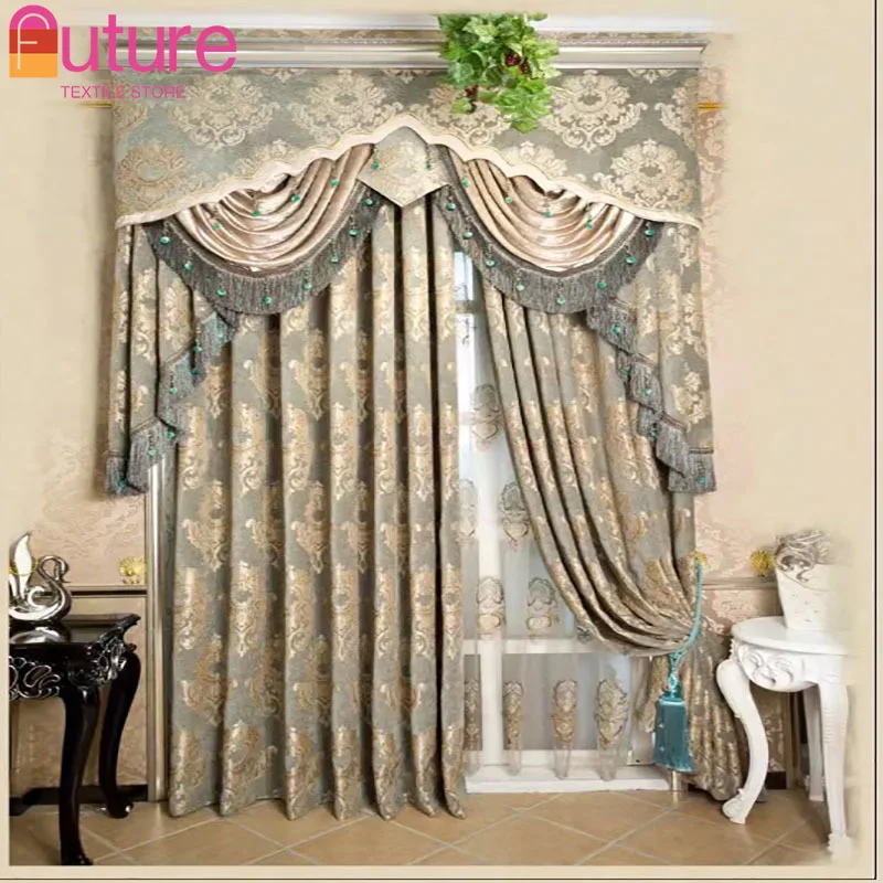 

Thickened Atmospheric Shading Europe and The United States High-grade Chenille Jacquard Curtains for Living Dining Room Bedroom