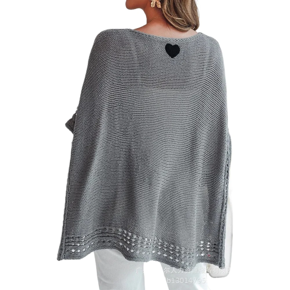 

Batwing Sleeve Hollow-out Crochet Pattern Top Gray Hollow Pattern Batwing Sleeve Knit Sweater Solid Casual Cover Up Sweaters