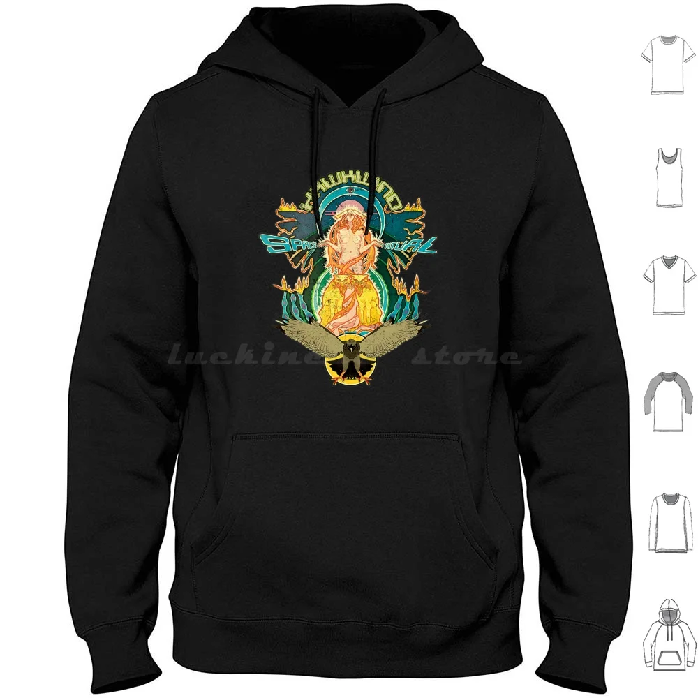 Space Ritual Hoodie Cotton Long Sleeve Hawkwind 70s Album Art Album Cover Babe Heavy Metal Jam Band Retro Trippy