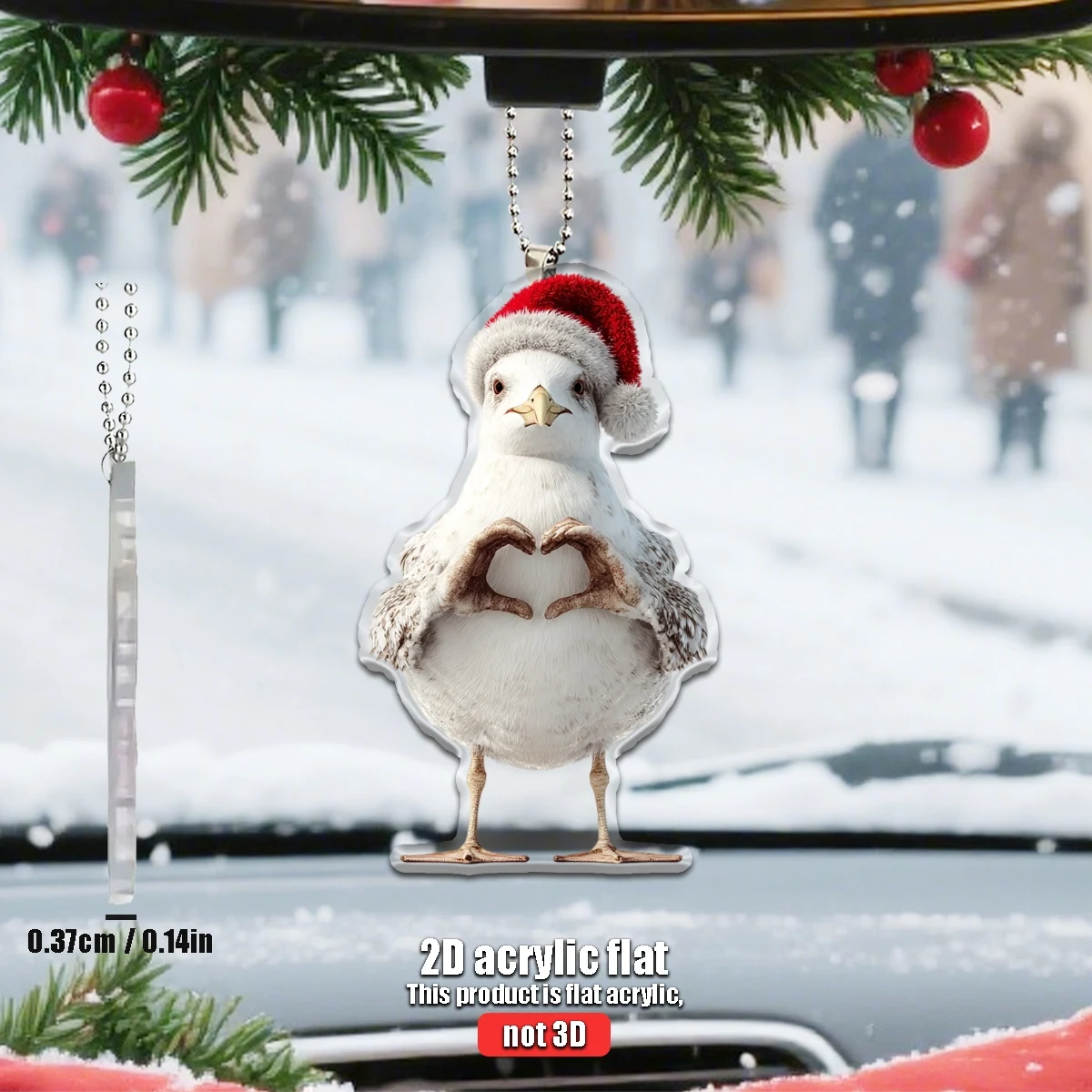 1/4 2D Weihnachtsmütze Möwenherz Vergleich Geeignet für Auto Home Festival Dekoration Weihnachtsbaum Anhänger Weihnachtsgeschenk