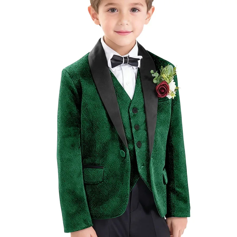 

Classic Boys Suits Blazer Children's Shiny 2pcs Suit Set jacket +vest for Boy Piano Host Catwalk Birthday Party Weddings Tuxedo
